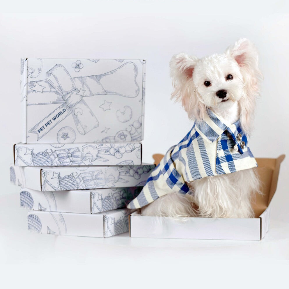 Preppy Blue & White Plaid Dog Cape