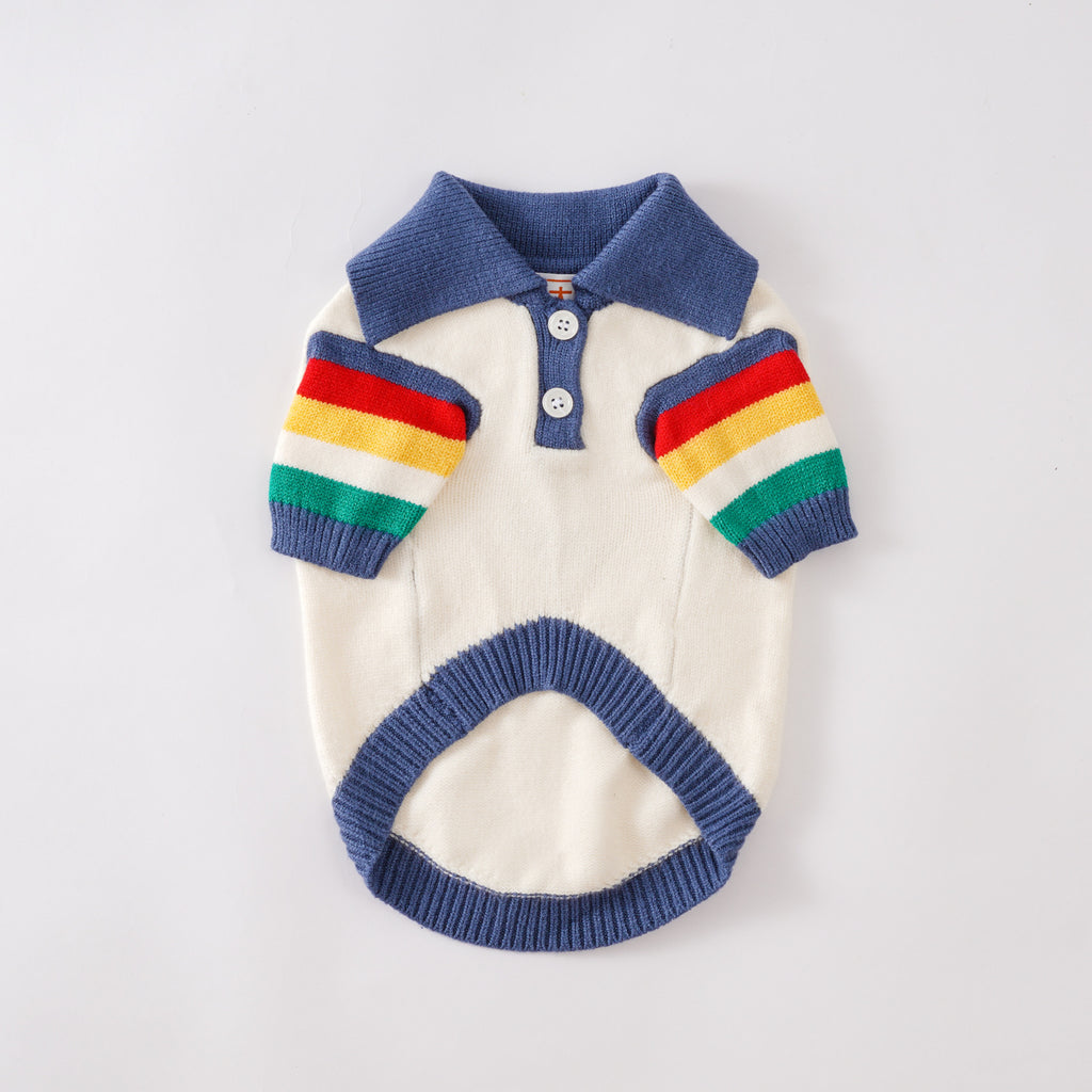 Rainbow Polo Knit Pet Sweater