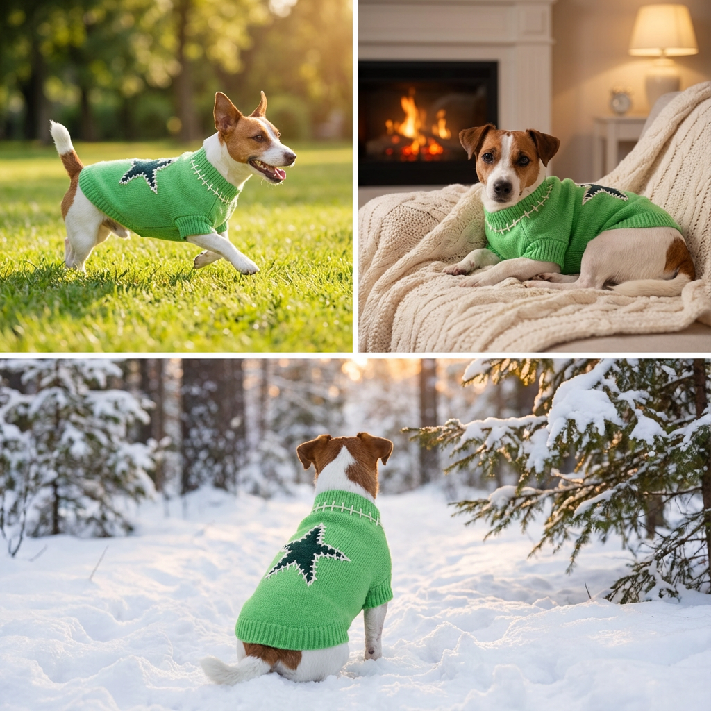 Green Star Knit Pet Sweater
