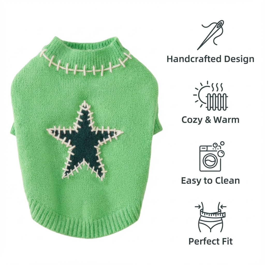 Green Star Knit Pet Sweater