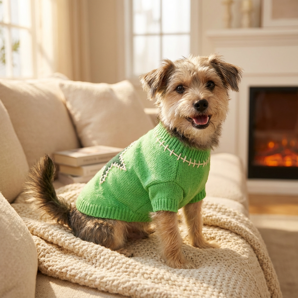 Green Star Knit Pet Sweater