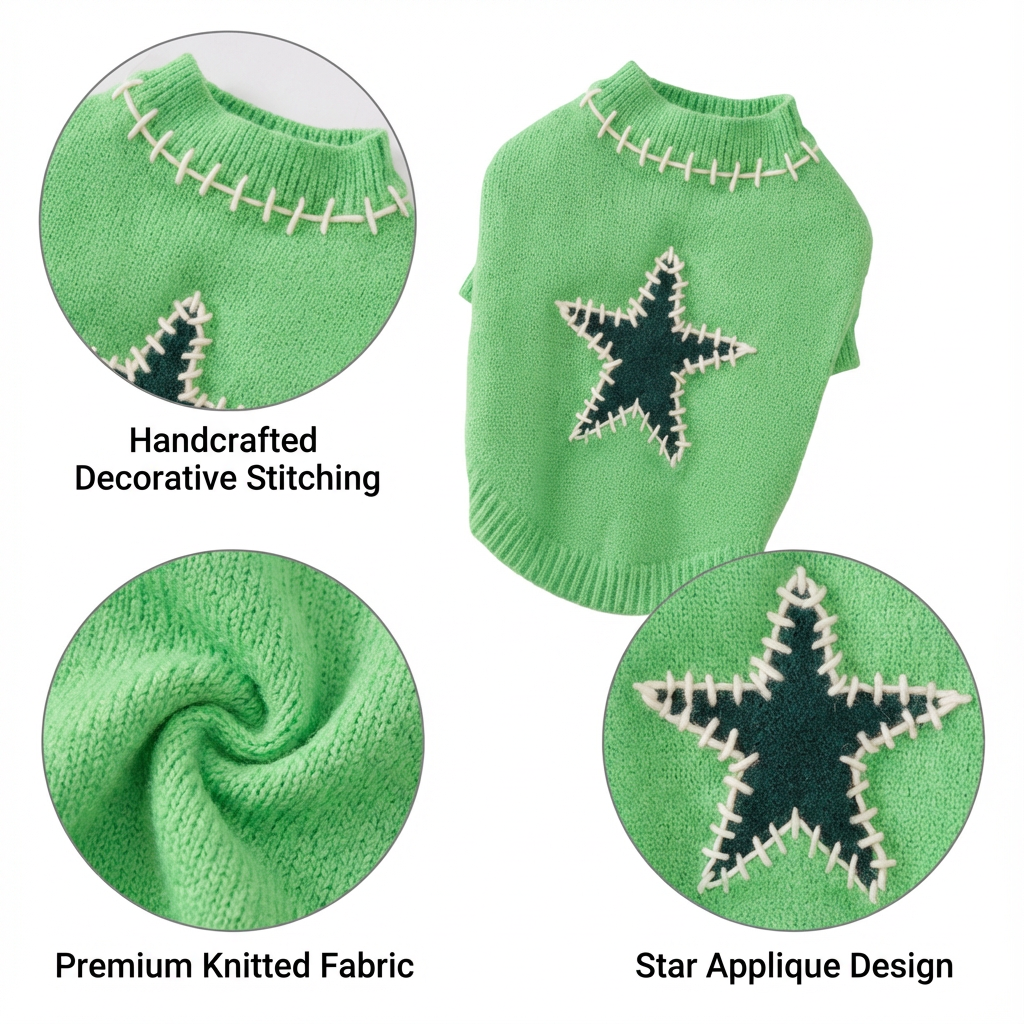 Green Star Knit Pet Sweater