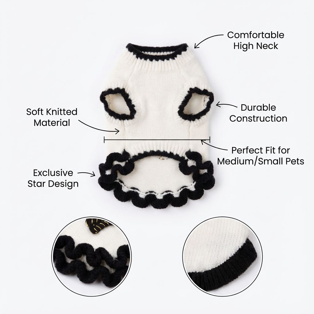 Paw-some Black & White Knit Pet Sweater