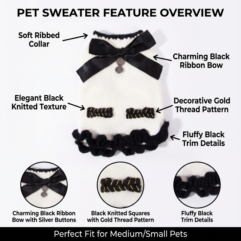Paw-some Black & White Knit Pet Sweater