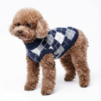 Cozy Navy Argyle Knit Pet Sweater