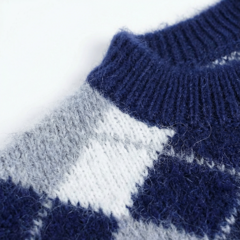 Cozy Navy Argyle Knit Pet Sweater