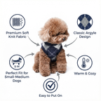 Cozy Navy Argyle Knit Pet Sweater