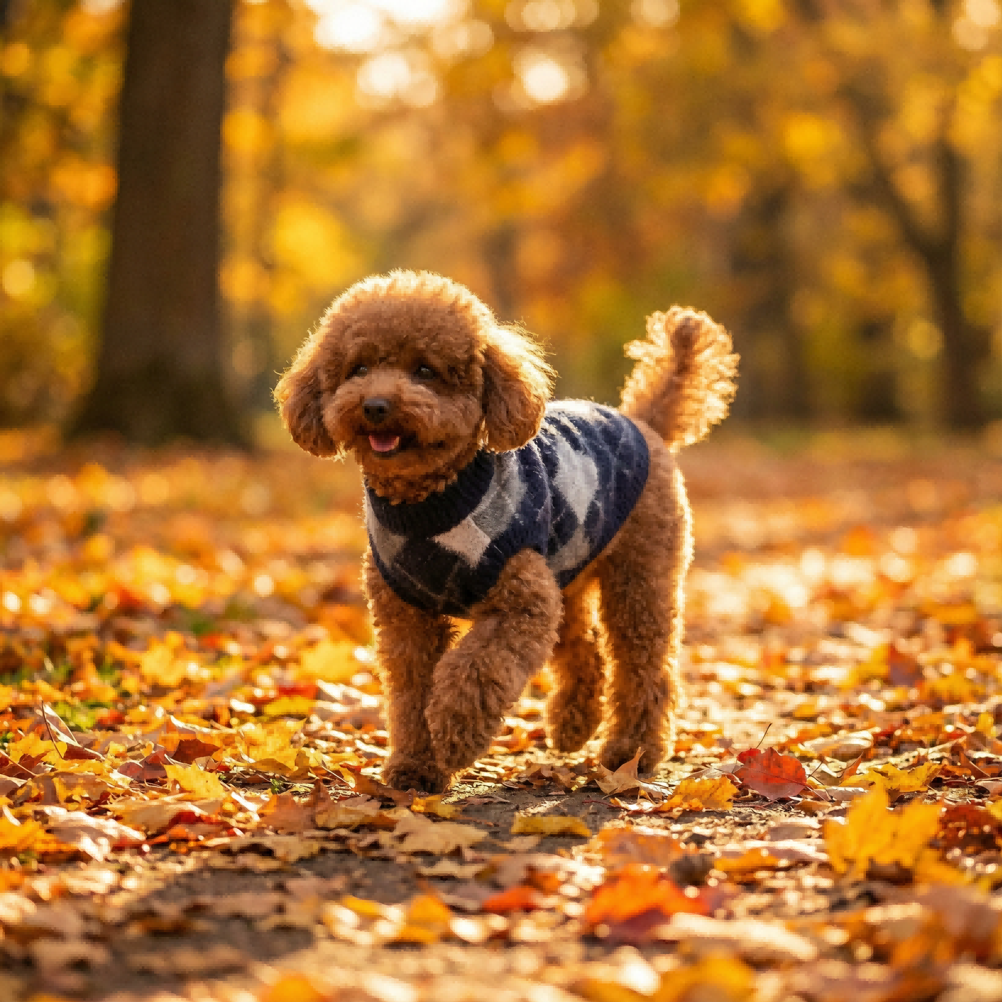 Cozy Navy Argyle Knit Pet Sweater