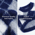 Cozy Navy Argyle Knit Pet Sweater