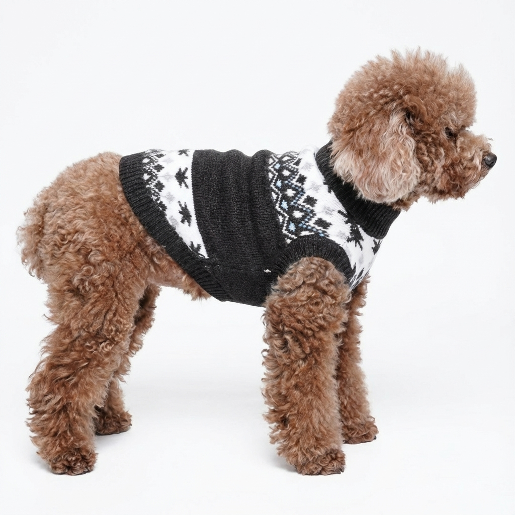 Cozy Black & White Fair Isle Knit Pet Vest