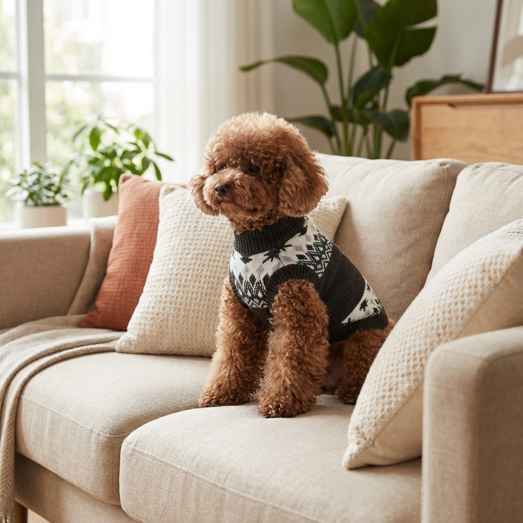 Cozy Black & White Fair Isle Knit Pet Vest