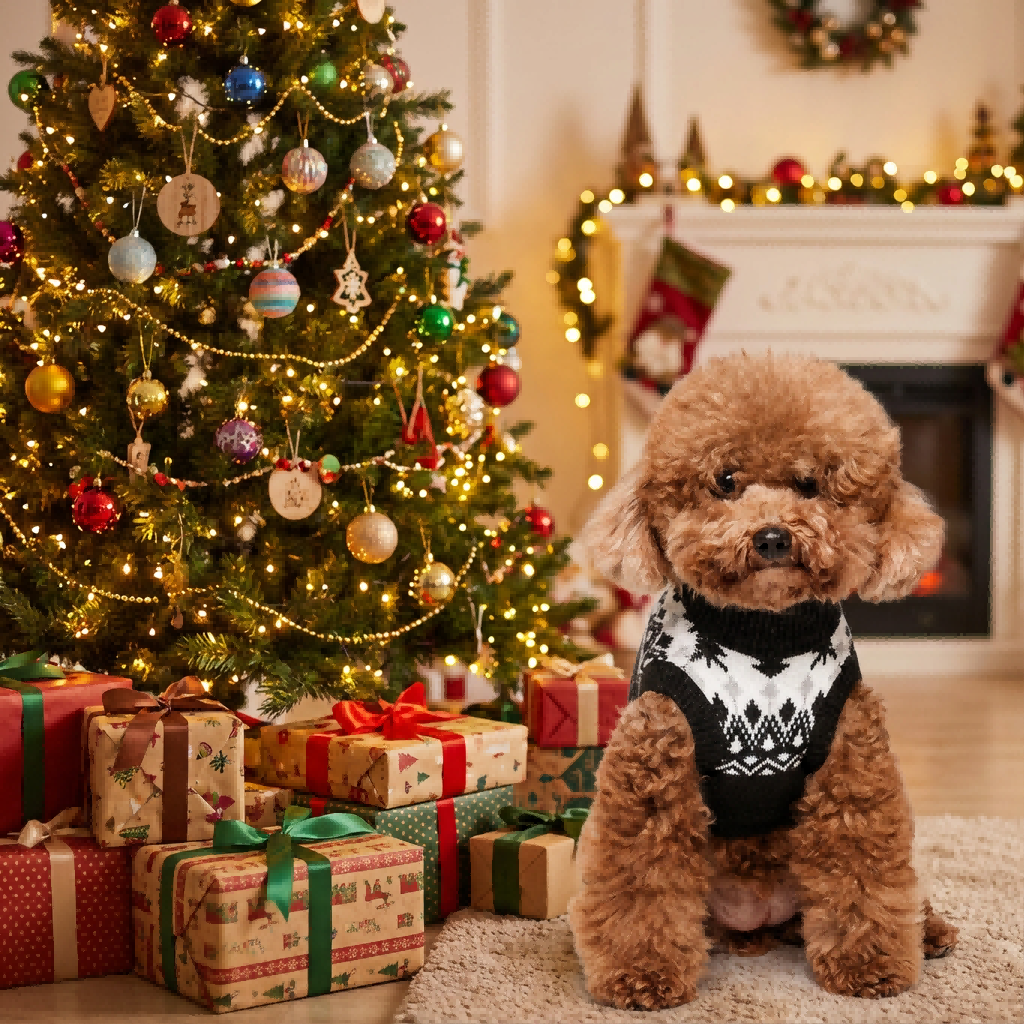 Cozy Black & White Fair Isle Knit Pet Vest