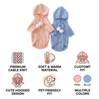 Pastel Pom-Pom Hooded Knit Pet Sweater
