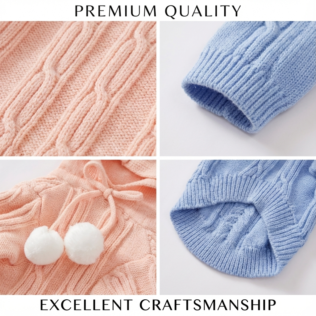 Pastel Pom-Pom Hooded Knit Pet Sweater