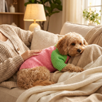 Chic Pink & Green Color-Block Knit Pet Sweater