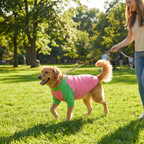 Chic Pink & Green Color-Block Knit Pet Sweater