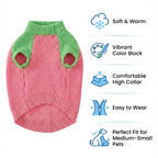 Chic Pink & Green Color-Block Knit Pet Sweater