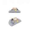 Striped blue pet collar with yellow button, hypoallergenic, designer accessory on white background