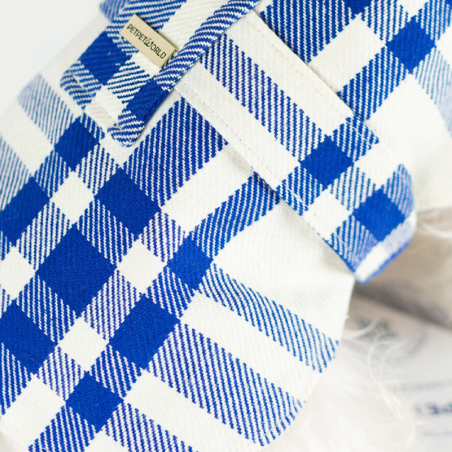 Preppy Blue & White Plaid Dog Cape