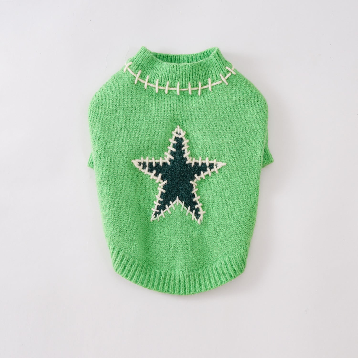 Green Star Knit Pet Sweater