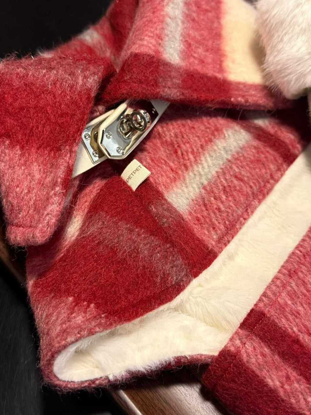 Paw-some Red & White Plaid Belted Pet Cape