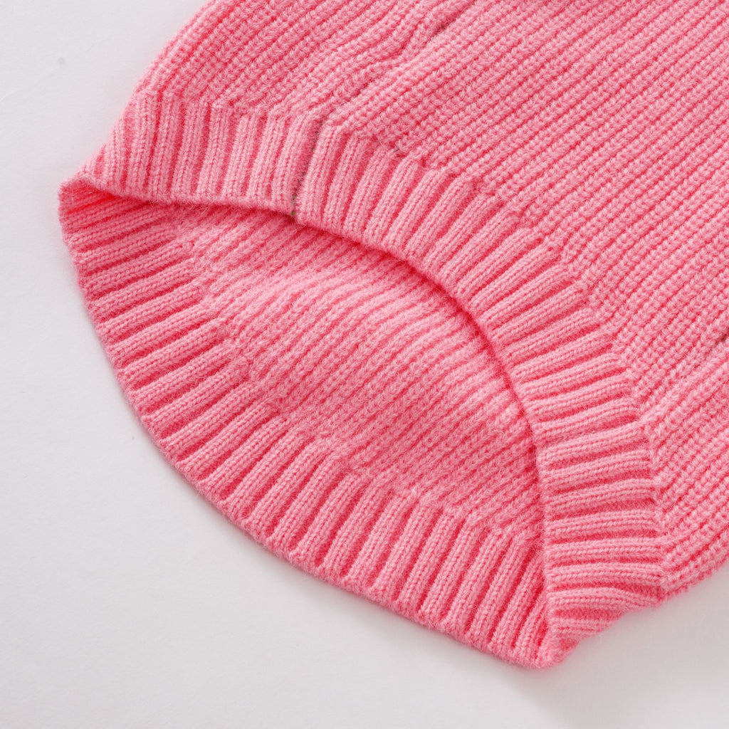 Chic Pink & Green Color-Block Knit Pet Sweater