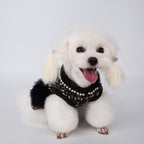 Chic Black Pearl Tweed Tulle Pet Dress