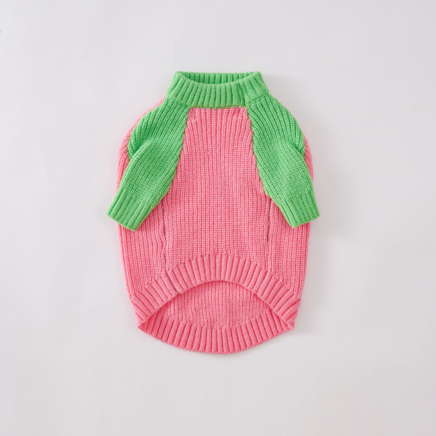 Chic Pink & Green Color-Block Knit Pet Sweater