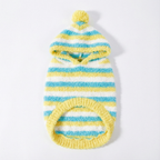Chic Yellow-Blue-White Striped Fuzzy Hooded