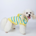 Chic Yellow-Blue-White Striped Fuzzy Hooded