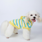 Chic Yellow-Blue-White Striped Fuzzy Hooded