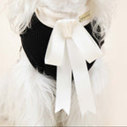Paw-some Black Knit Pet Sweater with Large White Bow