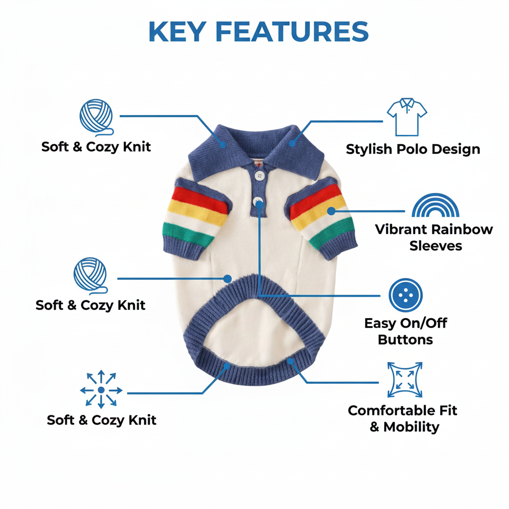 Rainbow Polo Knit Pet Sweater