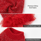 Festive Red Sparkly Tulle Pet Dress
