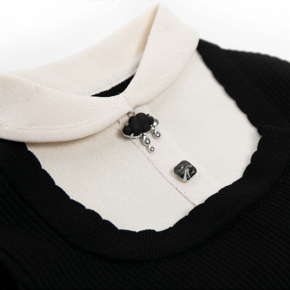 Paw-some Black Knit Pet Sweater with Large White Bow