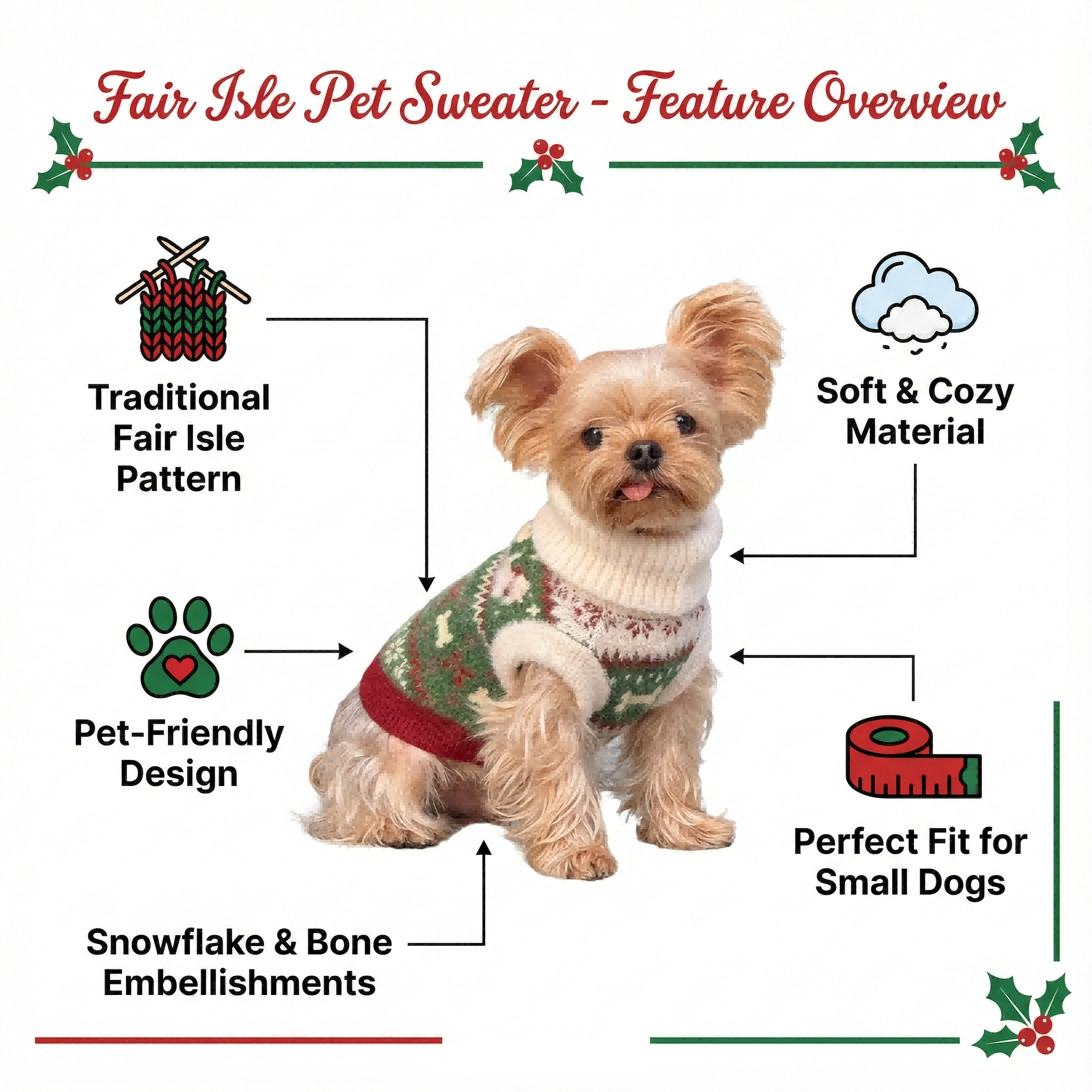 Paw-some Christmas Fair Isle Knit Pet Sweater