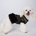 Chic Black Pearl Tweed Tulle Pet Dress