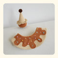 Ice cream themed pet hat and donut-shaped pet collar with soft textured fabric and sprinkles.