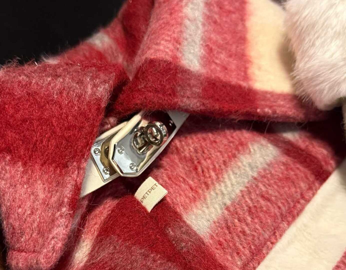 Paw-some Red & White Plaid Belted Pet Cape