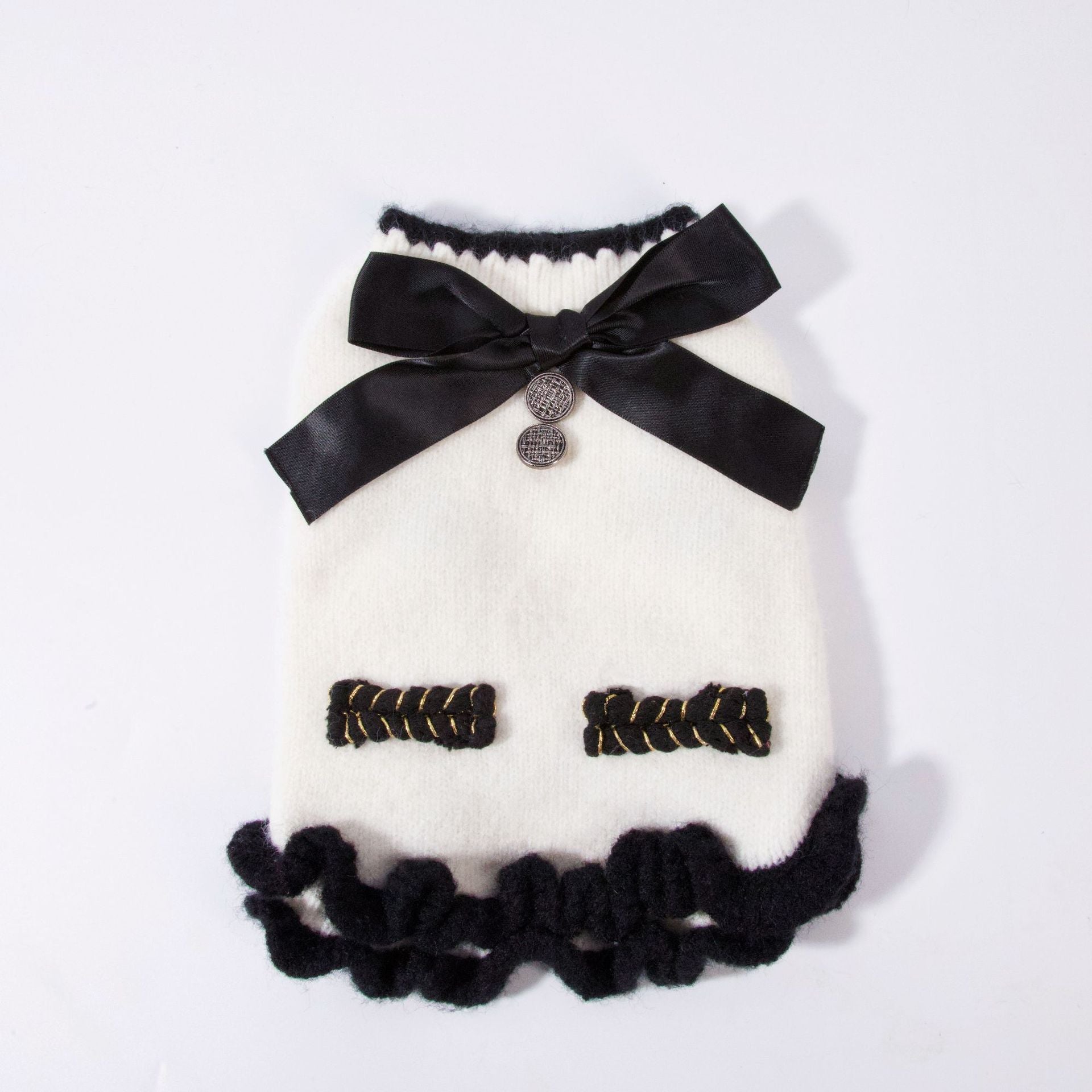 Paw-some Black & White Knit Pet Sweater