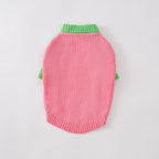 Chic Pink & Green Color-Block Knit Pet Sweater